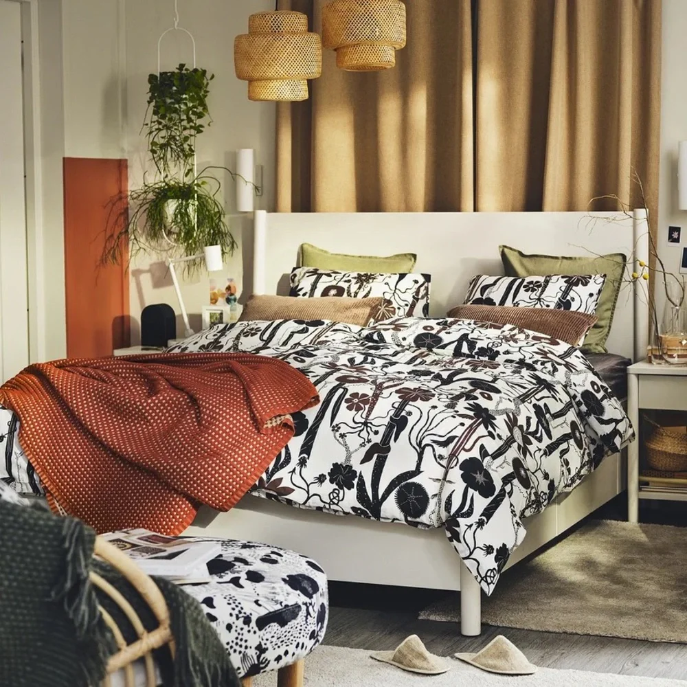 Floral Black and White Duvet Cover Set